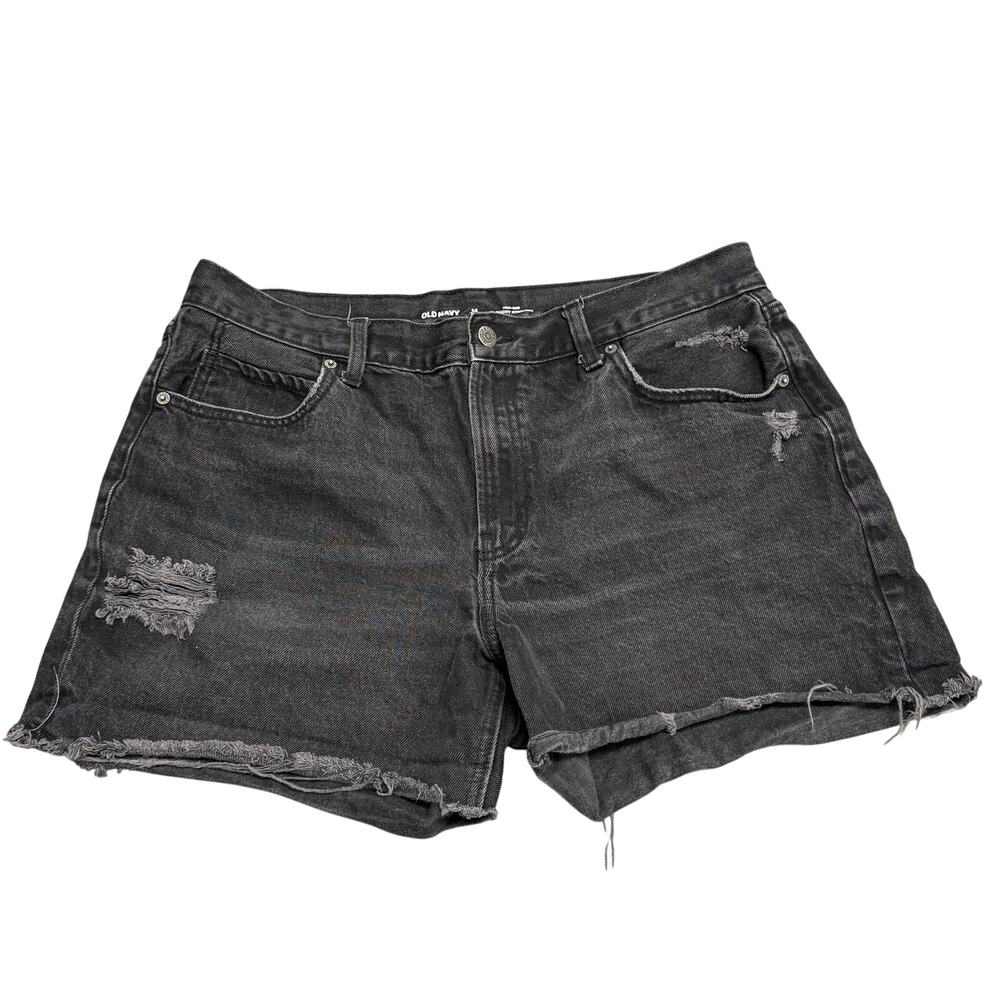 Old Navy High Rise Slouchy Straight Black Denim Shorts
